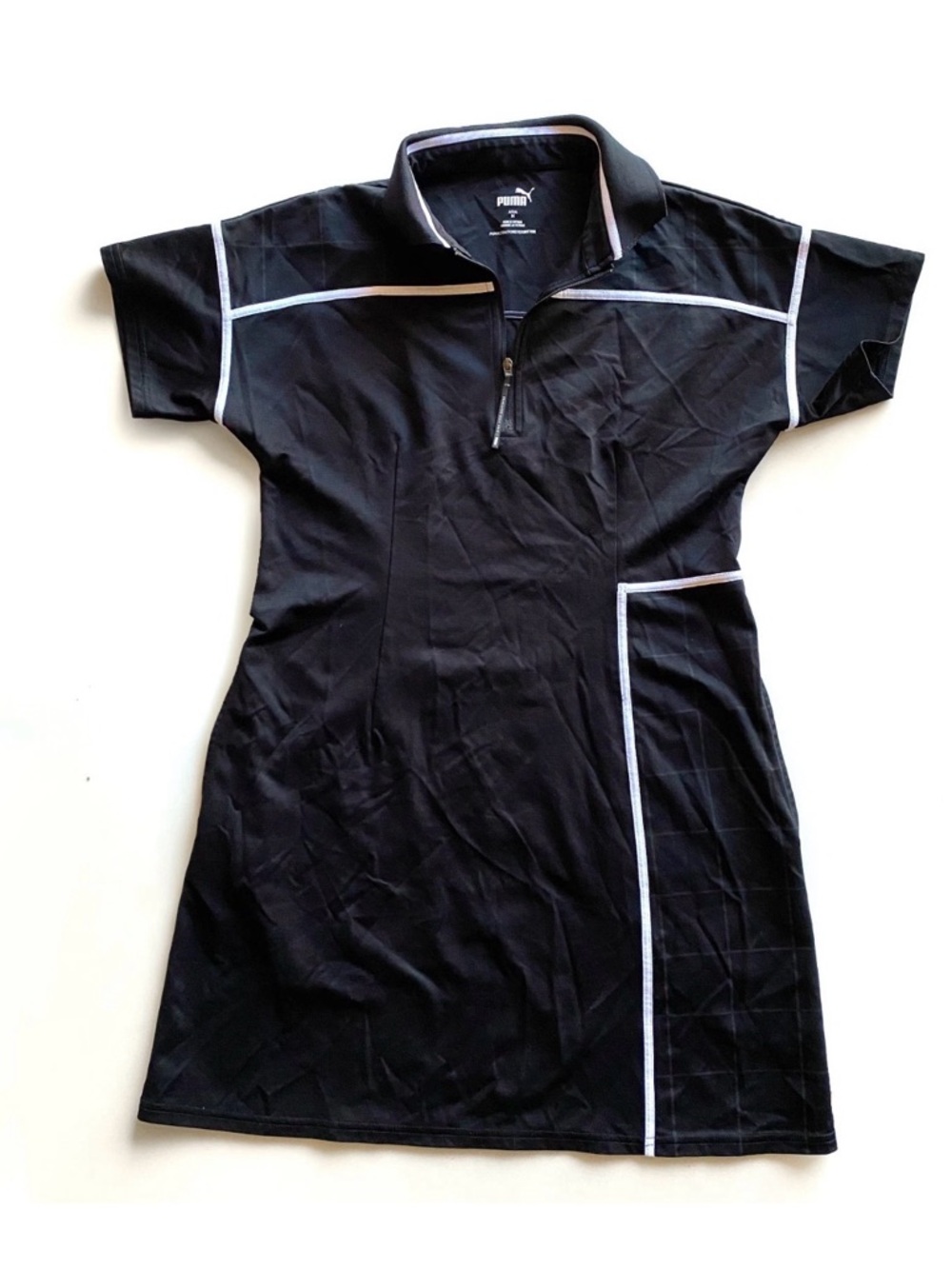 Puma Black Athletic Polo Dress with White Logo Trim - S/M